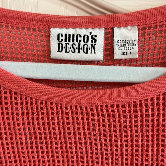 Chico’s sz 1 mesh 100%cotton top - Picture 2 of 3